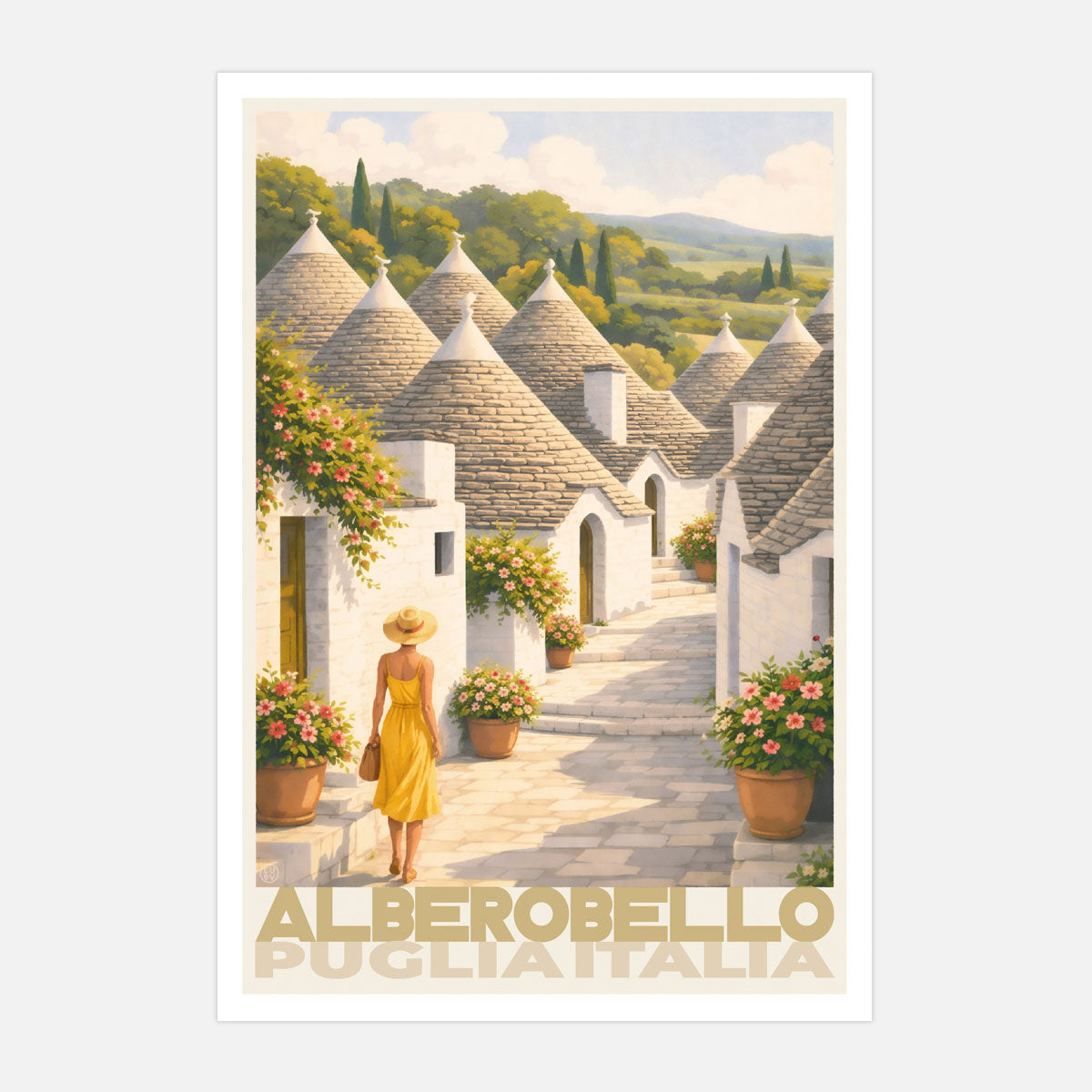 Alberobello Puglia Italy retro vintage poster prints from Places We Luv  