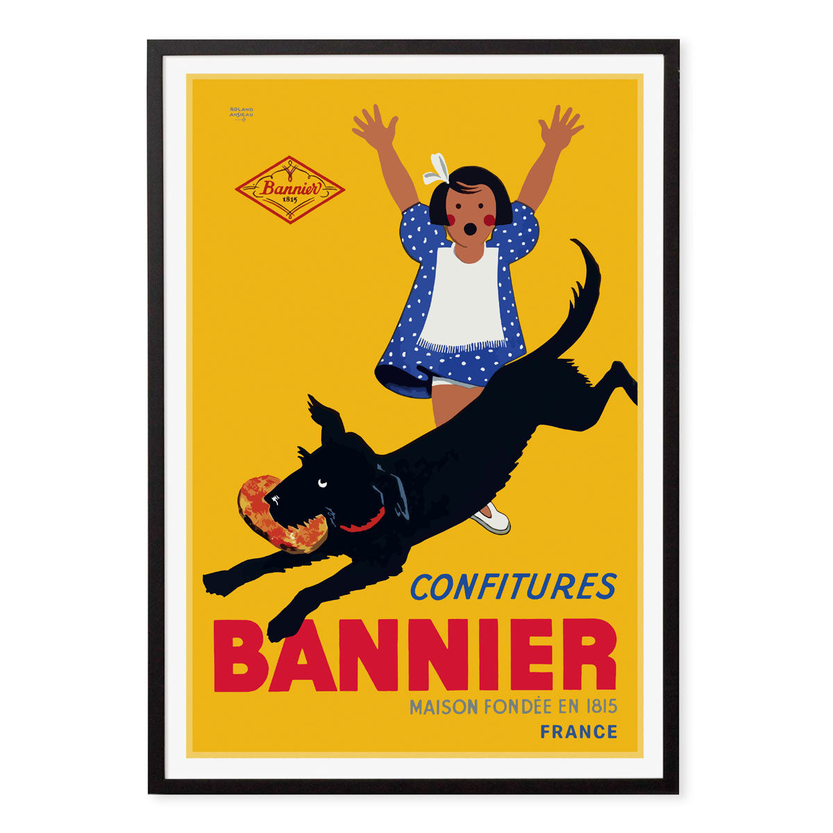 Bannier France retro vintage advertising black framed print from Places We Luv
