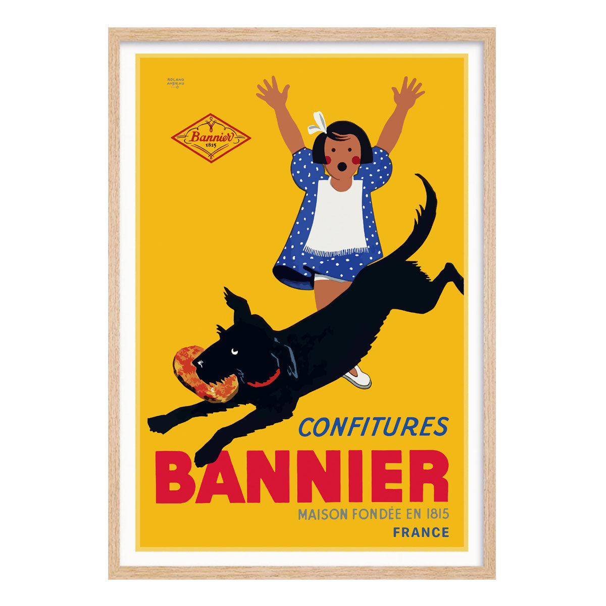 Bannier France retro vintage advertising oak framed print from Places We Luv