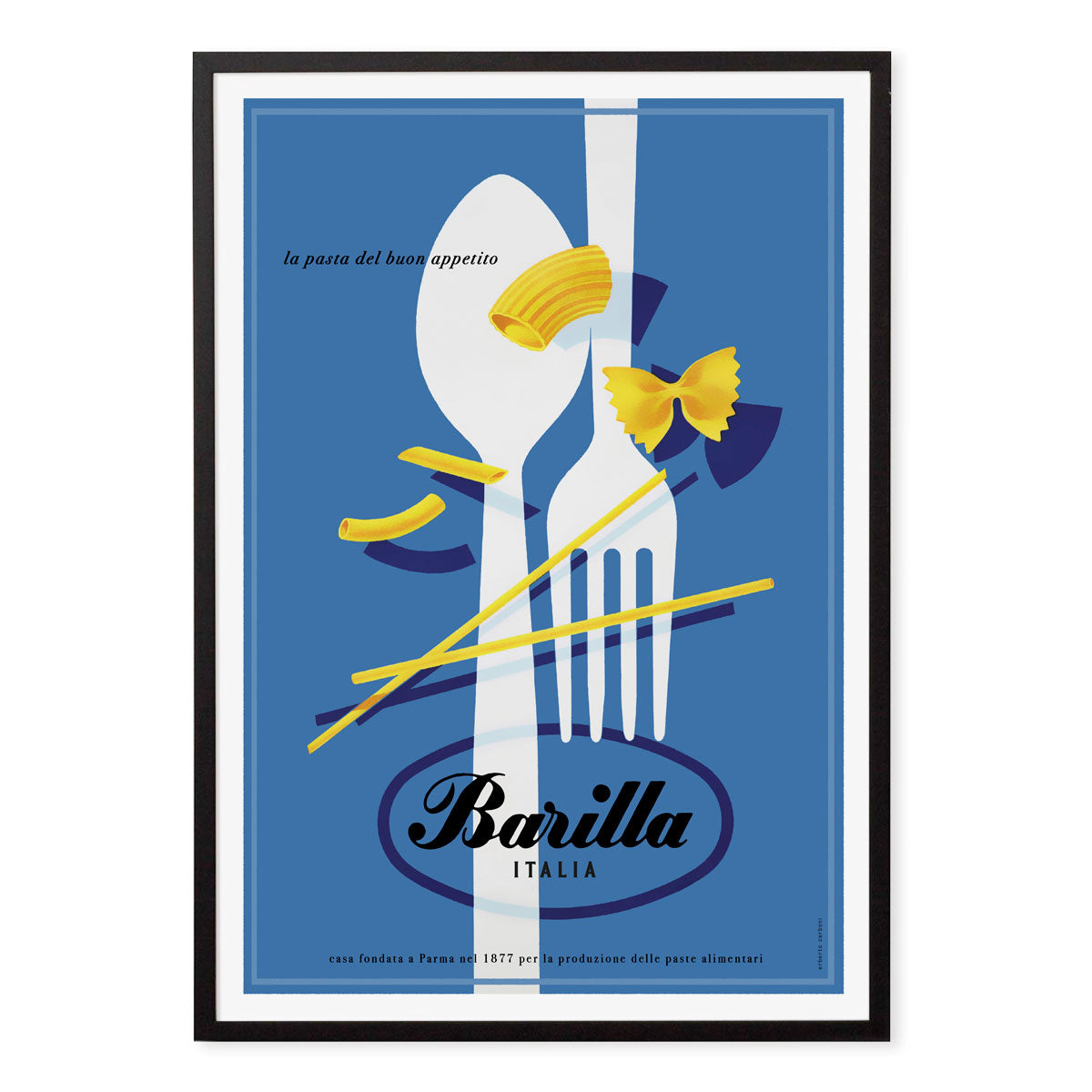 Italian pasta retro vintage advertising poster in black frame from Places We Luv