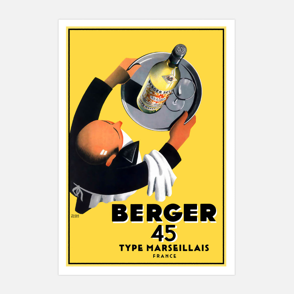 Vintage retro advertising poster Berger 45 Pastis from Places We Luv