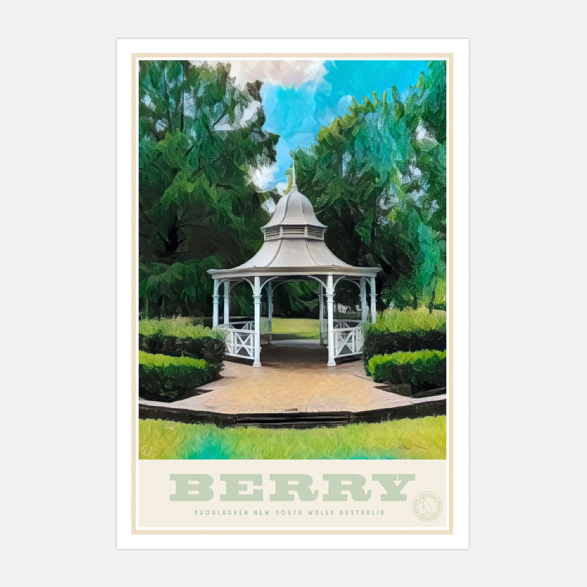 Berry Rotunda Australia retro travel poster from Places we Luv