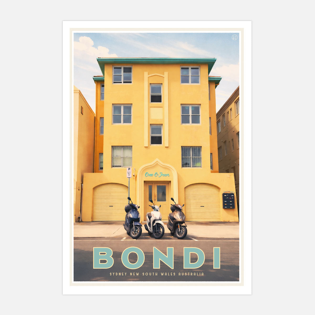 Bondi Art deco building vintage retro poster from Places We Luv