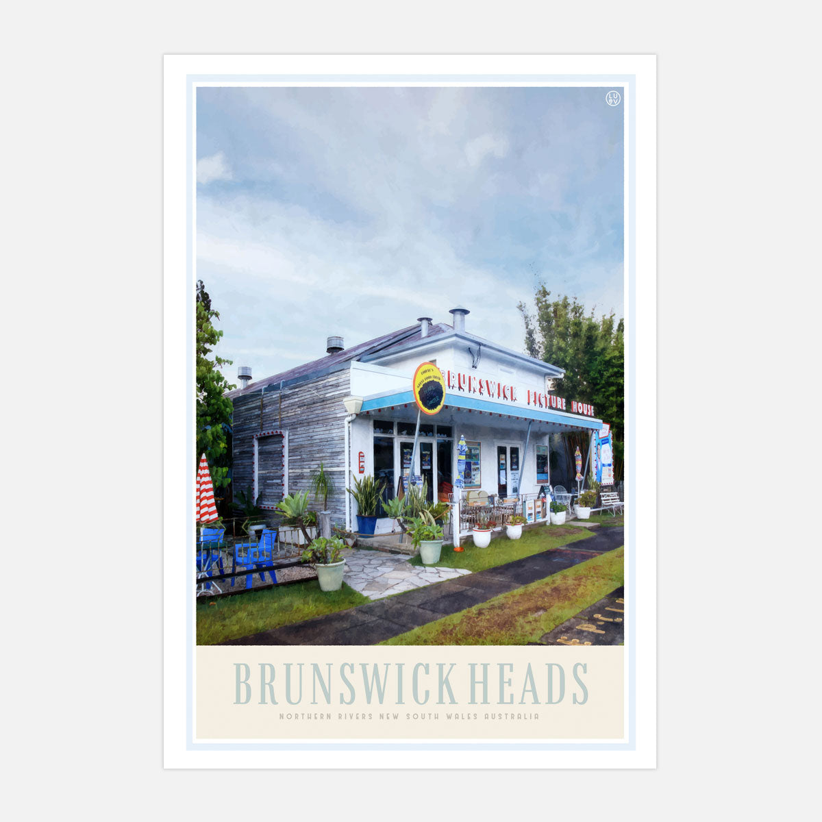 Brunswick Heads Cinema NSW retro vintage poster or print from Places We Luv