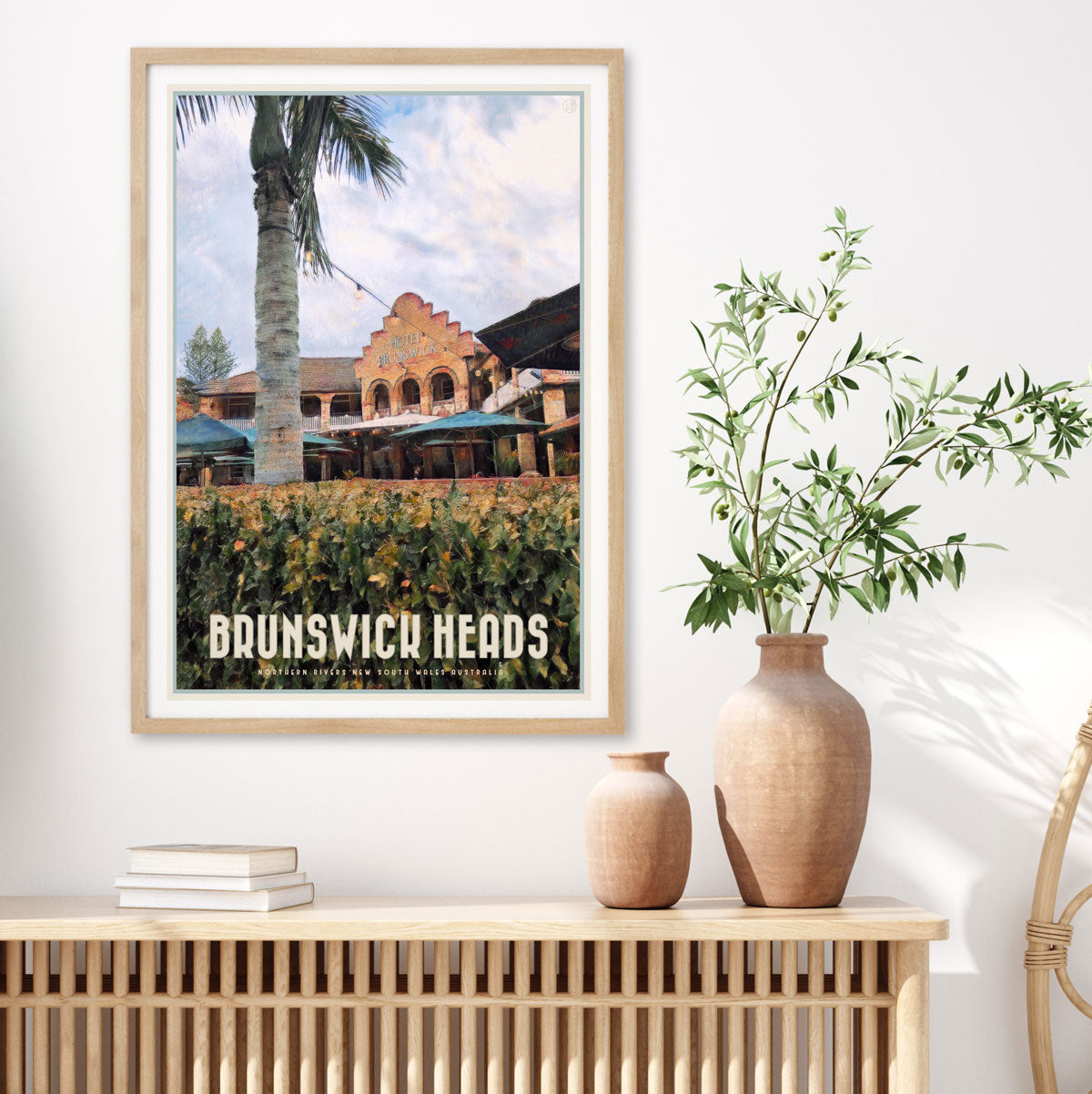 Brunswick Heads NSW retro coastal print in room from Places We Luv