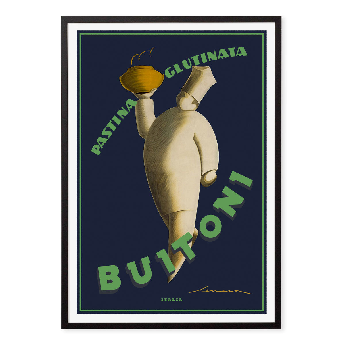 Buitoni Italy retro vintage advertising poster print in black frame from Places We Luv
