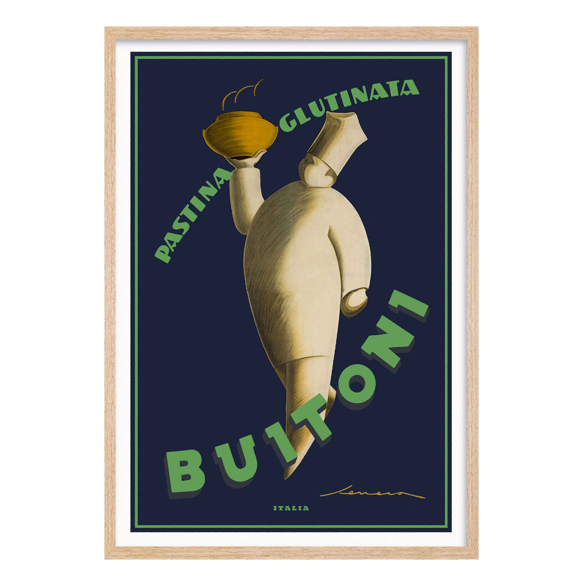 Buitoni Italy retro vintage advertising poster print in oak frame from Places We Luv