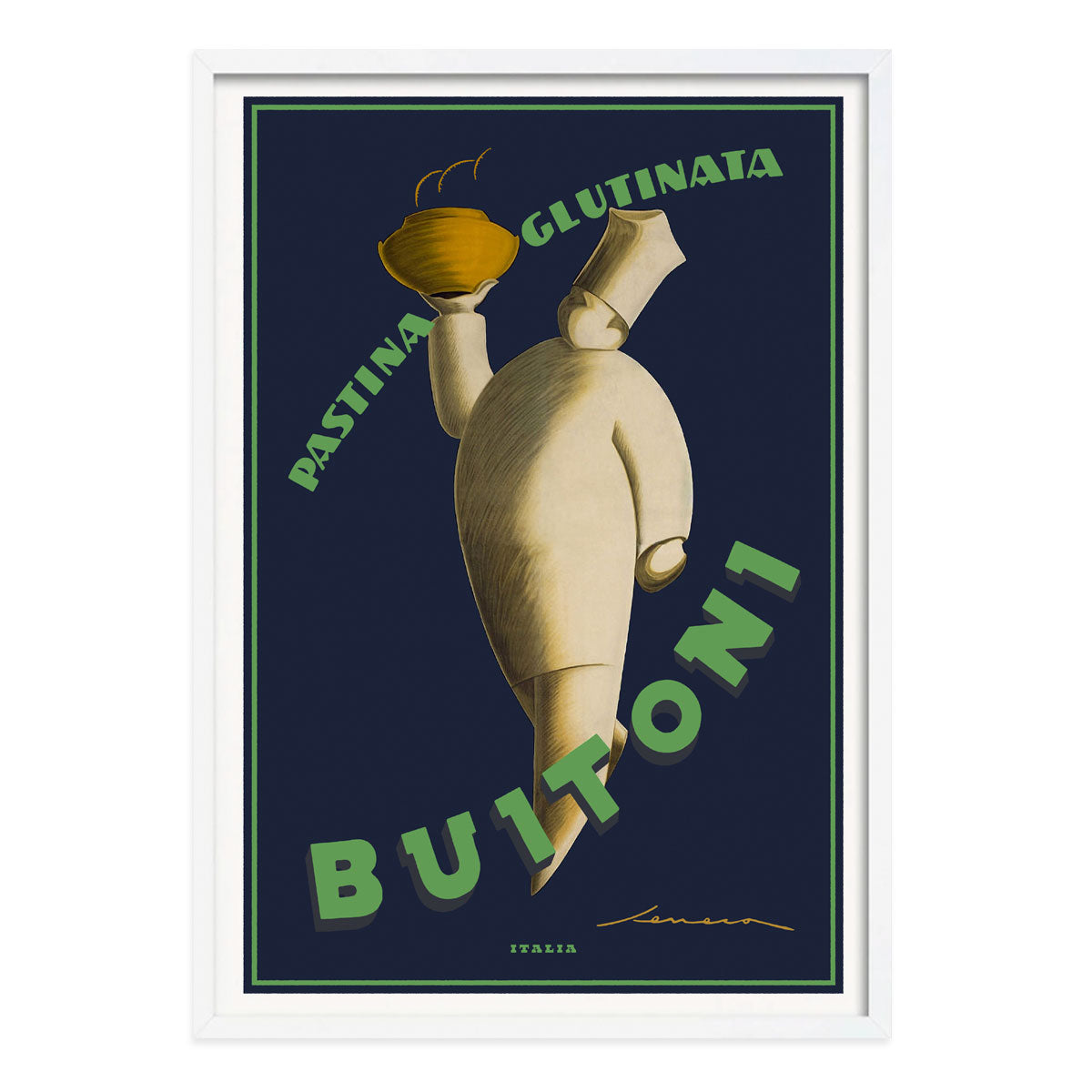 Buitoni Italy retro vintage advertising poster print in white frame from Places We Luv