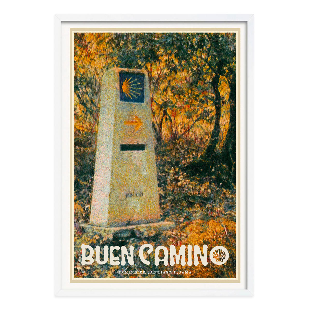 Camino Spain retro vintage print poster in white frame from Places We Luv