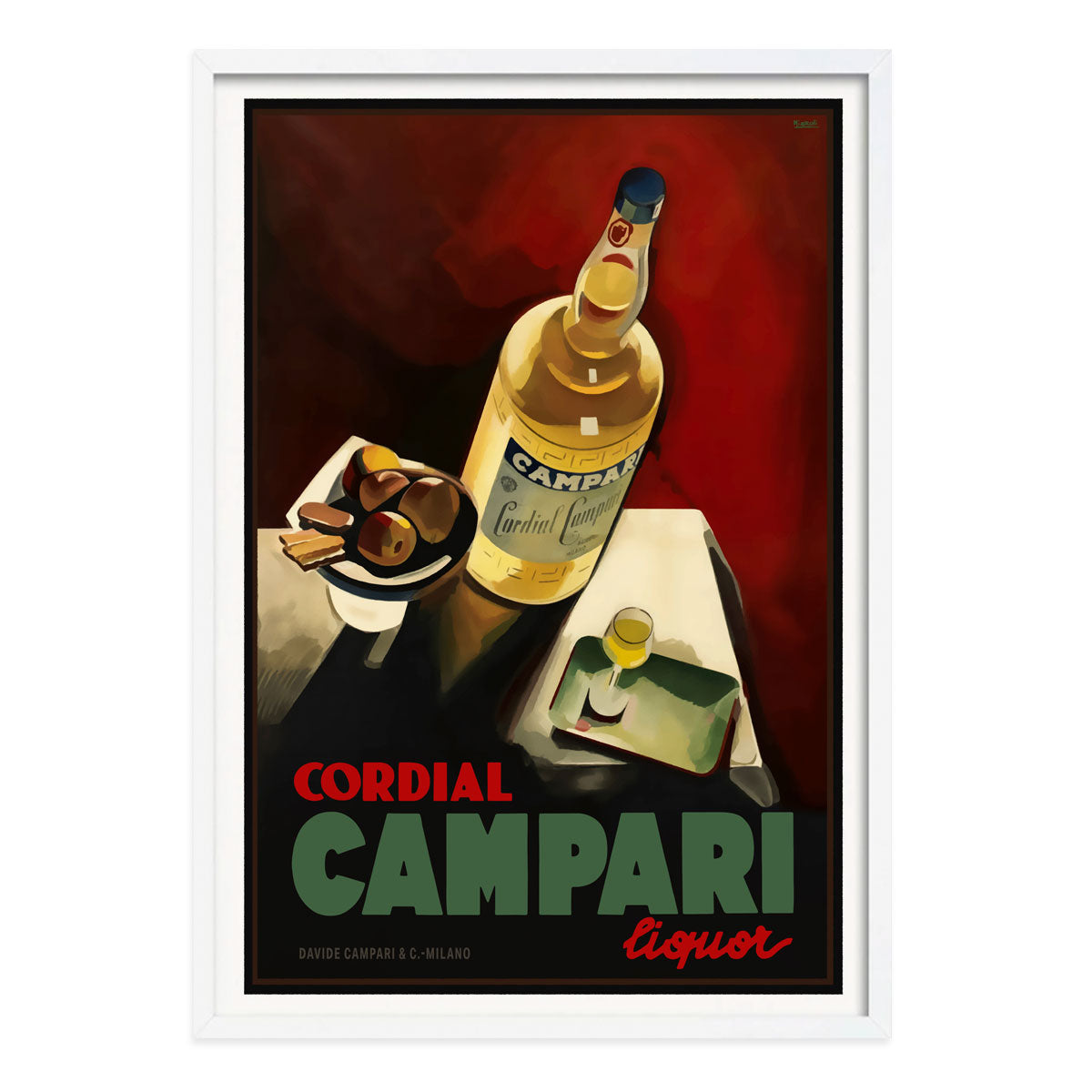 Cordial Campari Italy retro poster print in white frame from Places We Luv