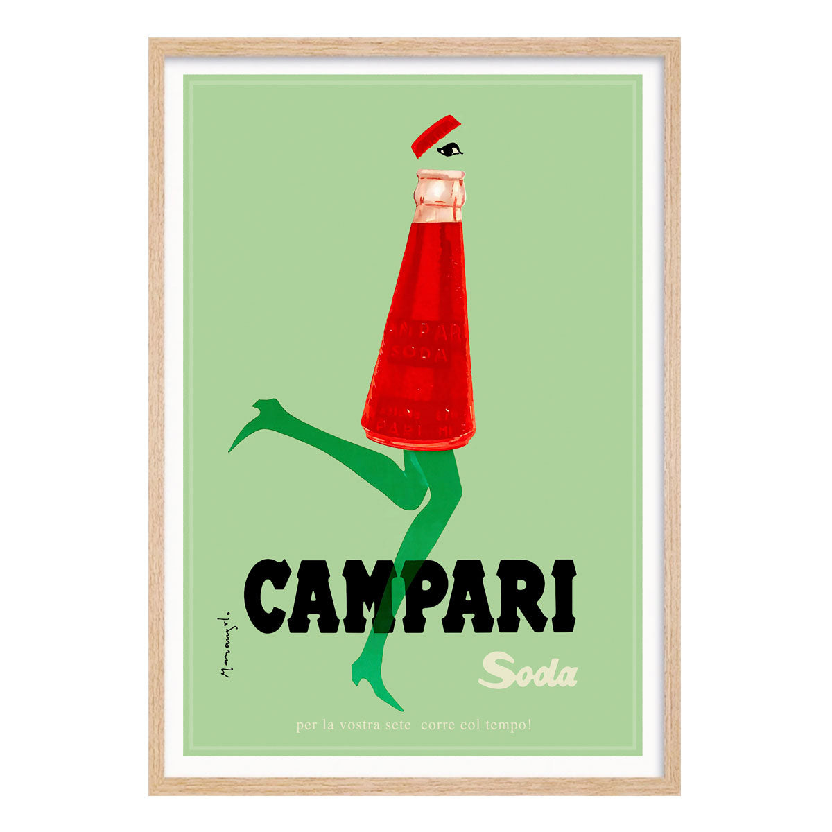 Campari Soda skipping retro vintage poster print in oak frame from Places We Luv
