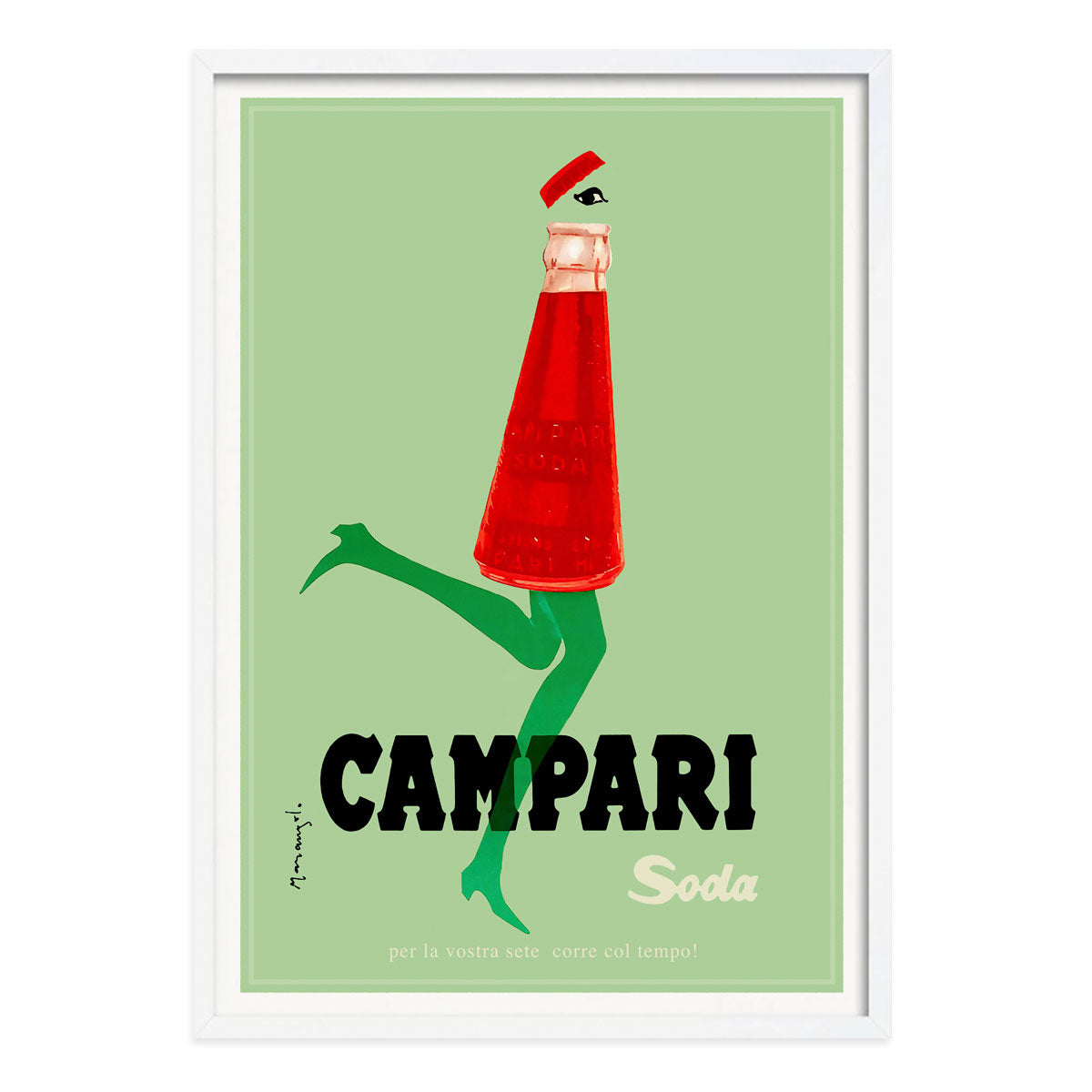 Campari Soda skipping retro vintage poster print in white frame from Places We Luv