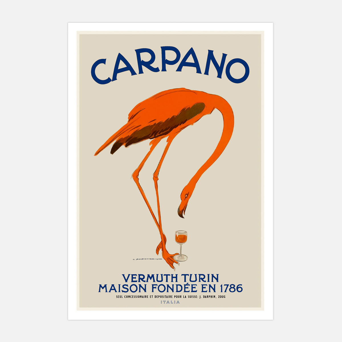 Carparno vermouth bird retro vintage poster from Places We Luv