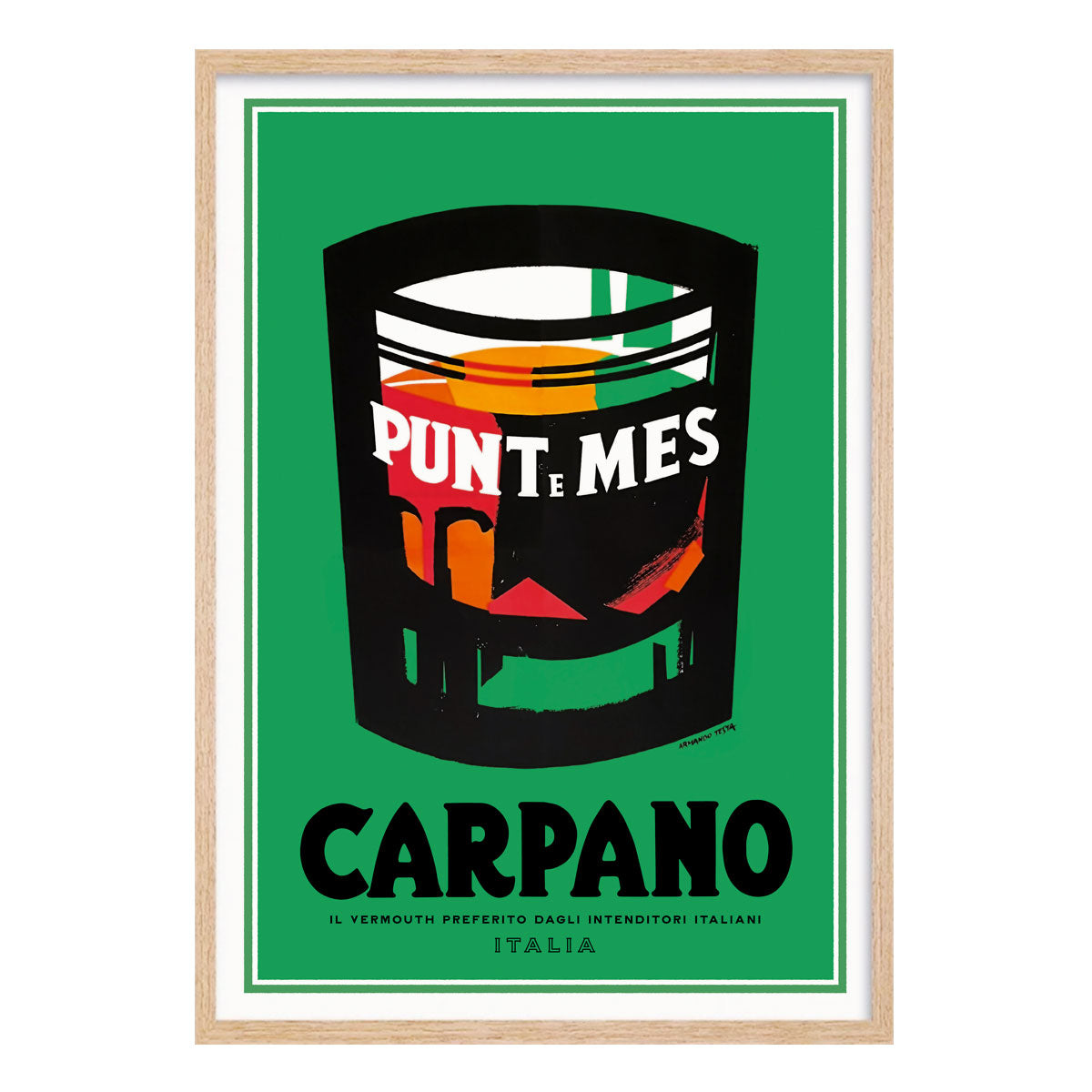 Carpano Vermouth Italian retro vintage poster in oak frame from Places We Luv