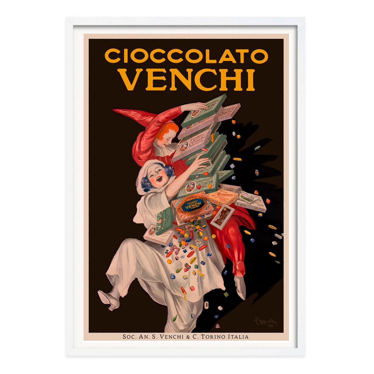 Vintage retro Cioccolato Venchi Italy poster in white frame from Places We Luv