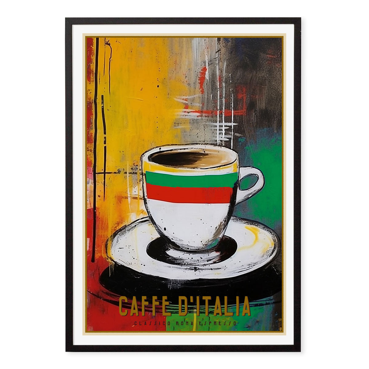 Cafe d Italia espresso retro framed print poster in black frame from Places We Luv