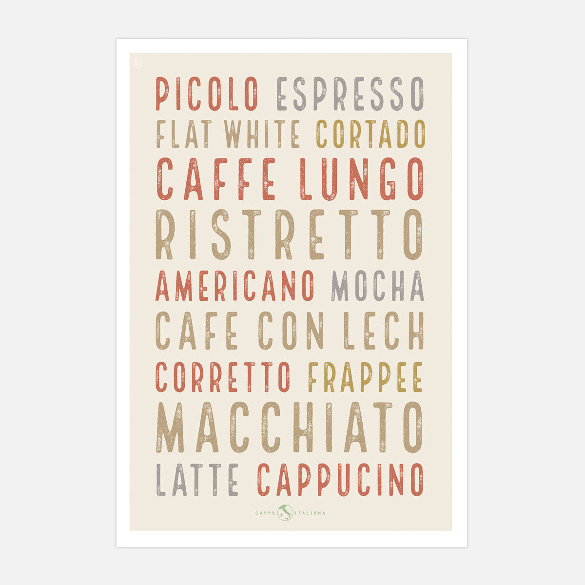 Retro vintage light Italian Coffee print from Places We Luv