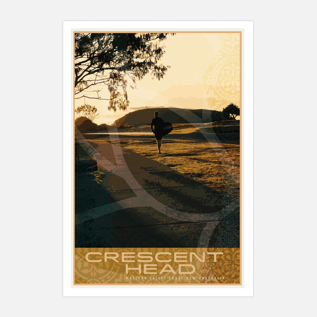 Poster retro surfer Crescent Head NSW Australian vintage from Places We Luv