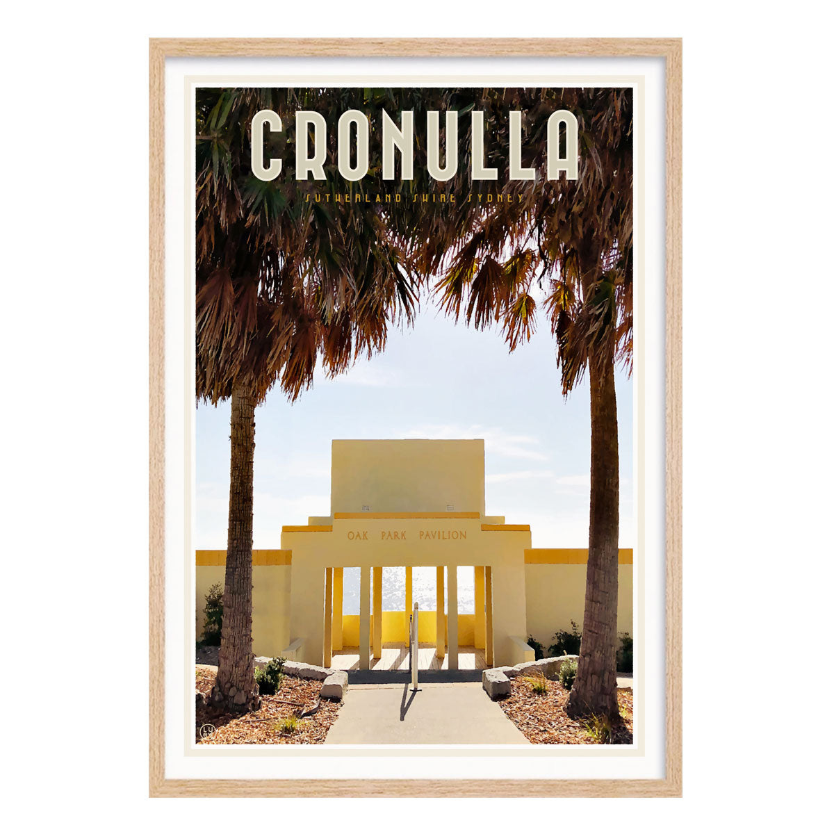 Cronulla Oak Park vintage retro poster in oak frame from Places We Luv