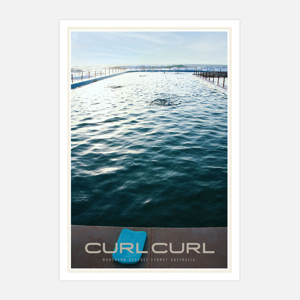 Curl curl pool retro vintage travel poster from places we luv