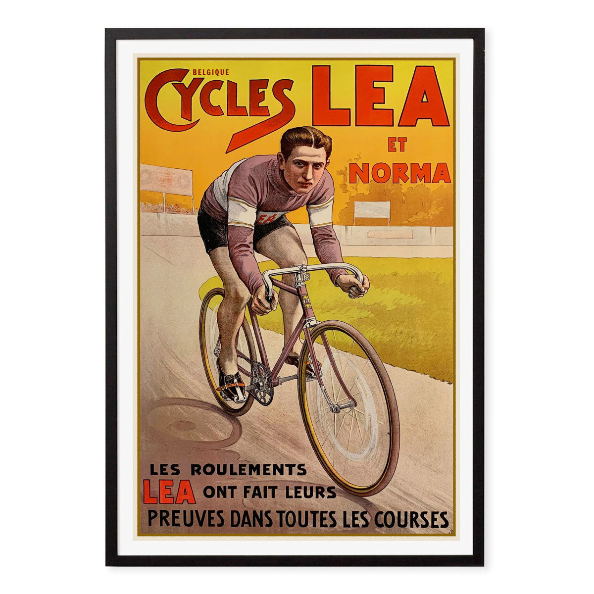 Cycles Lea french retro vintage poster print in black frame from Places We Luv