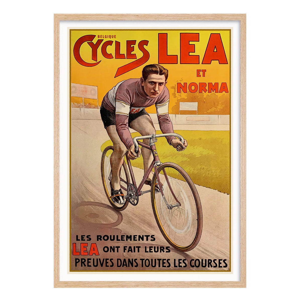 Cycles Lea french retro vintage poster print in oak frame from Places We Luv