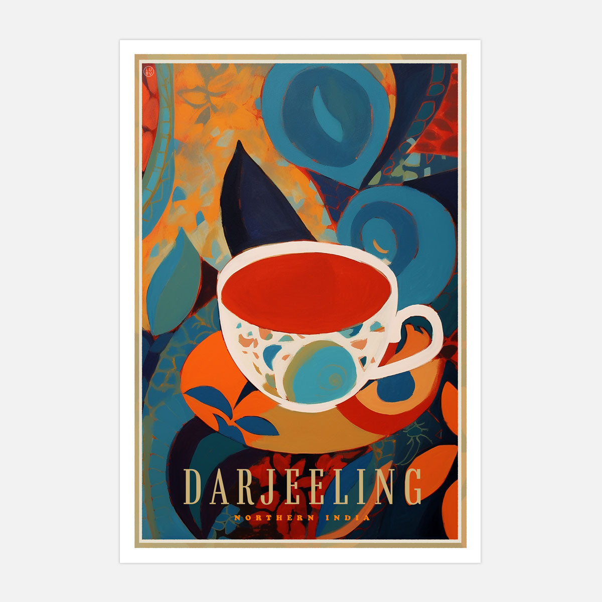 Darjeeling retro vintage tea poster from Places We Luv