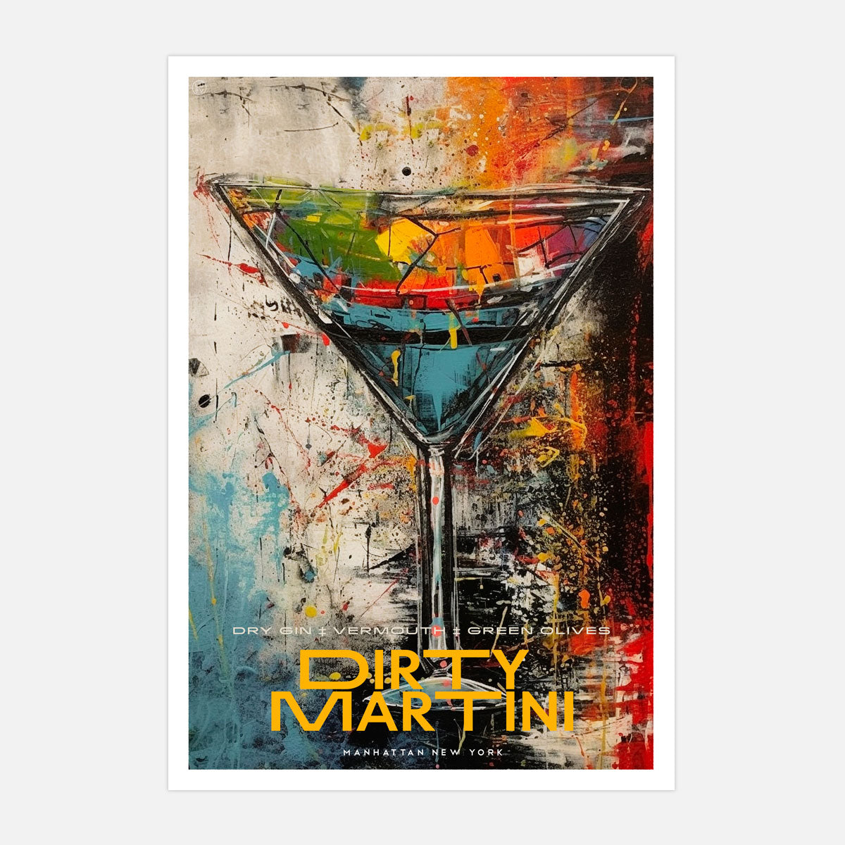 New Yorks Dirty Martini cocktail retro vintage print from Places We Luv
