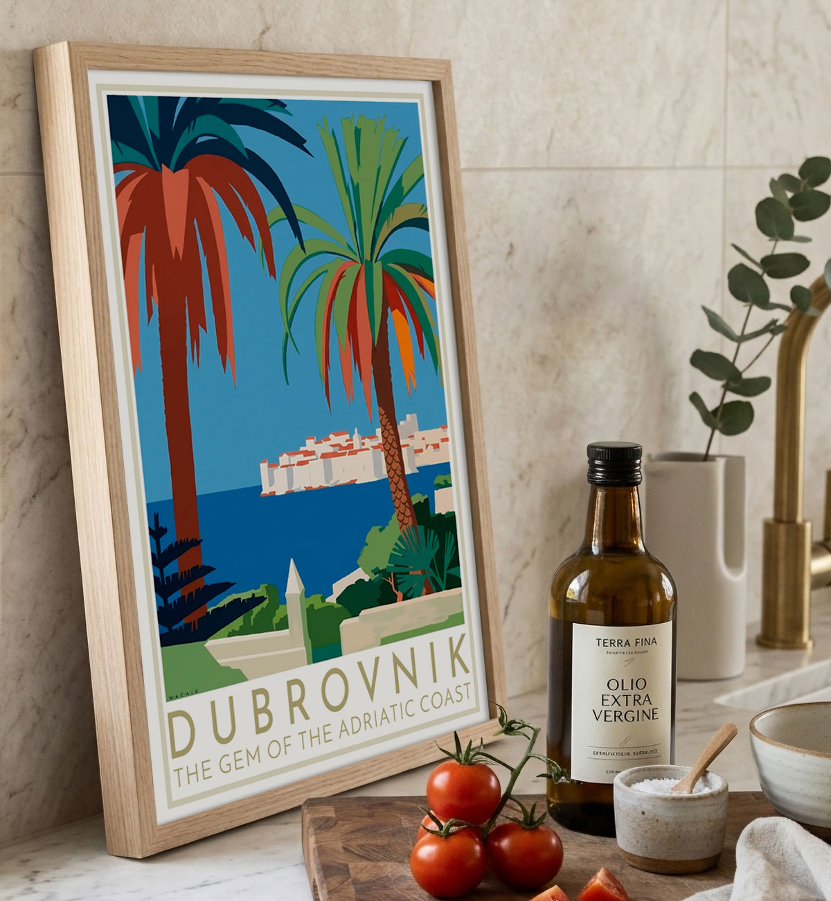 Dubrovnik Croatia retro vintage poster print in kitchen from Places We Luv