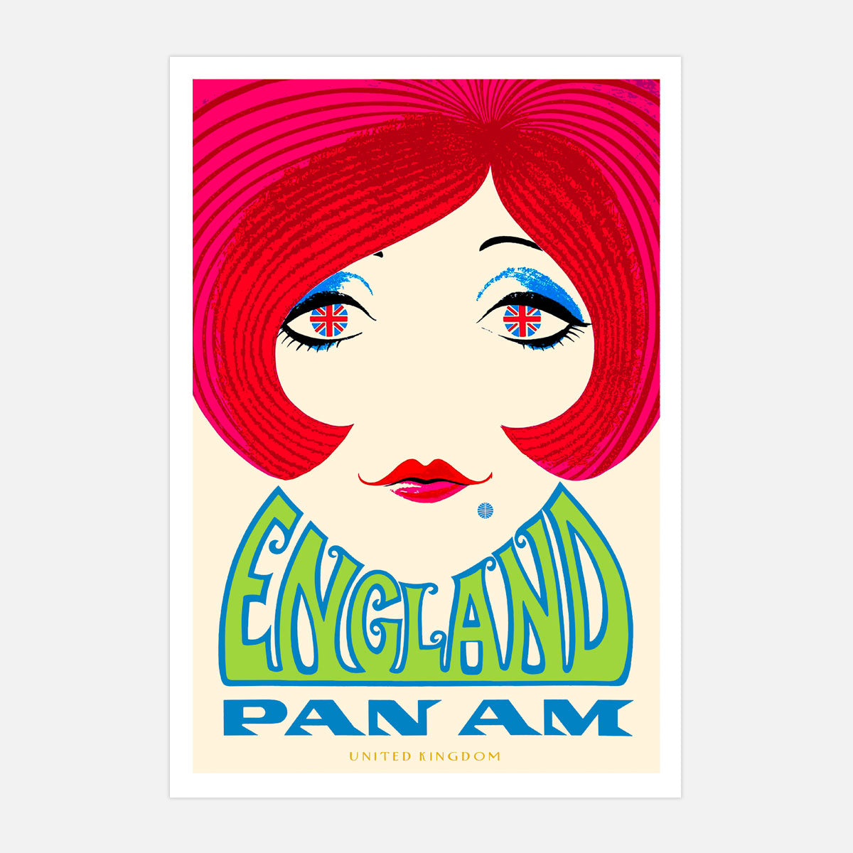 Pan Am England retro vintage travel poster from Places We Luv
