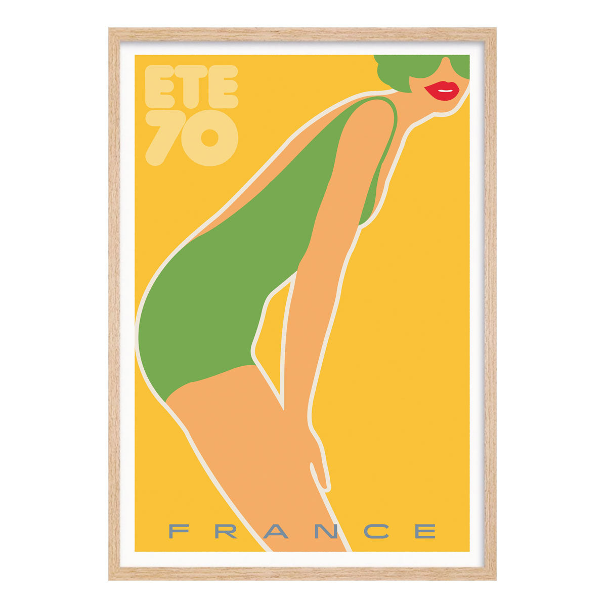 French vintage retro advertising print poster in oak frame from  Places We Luv