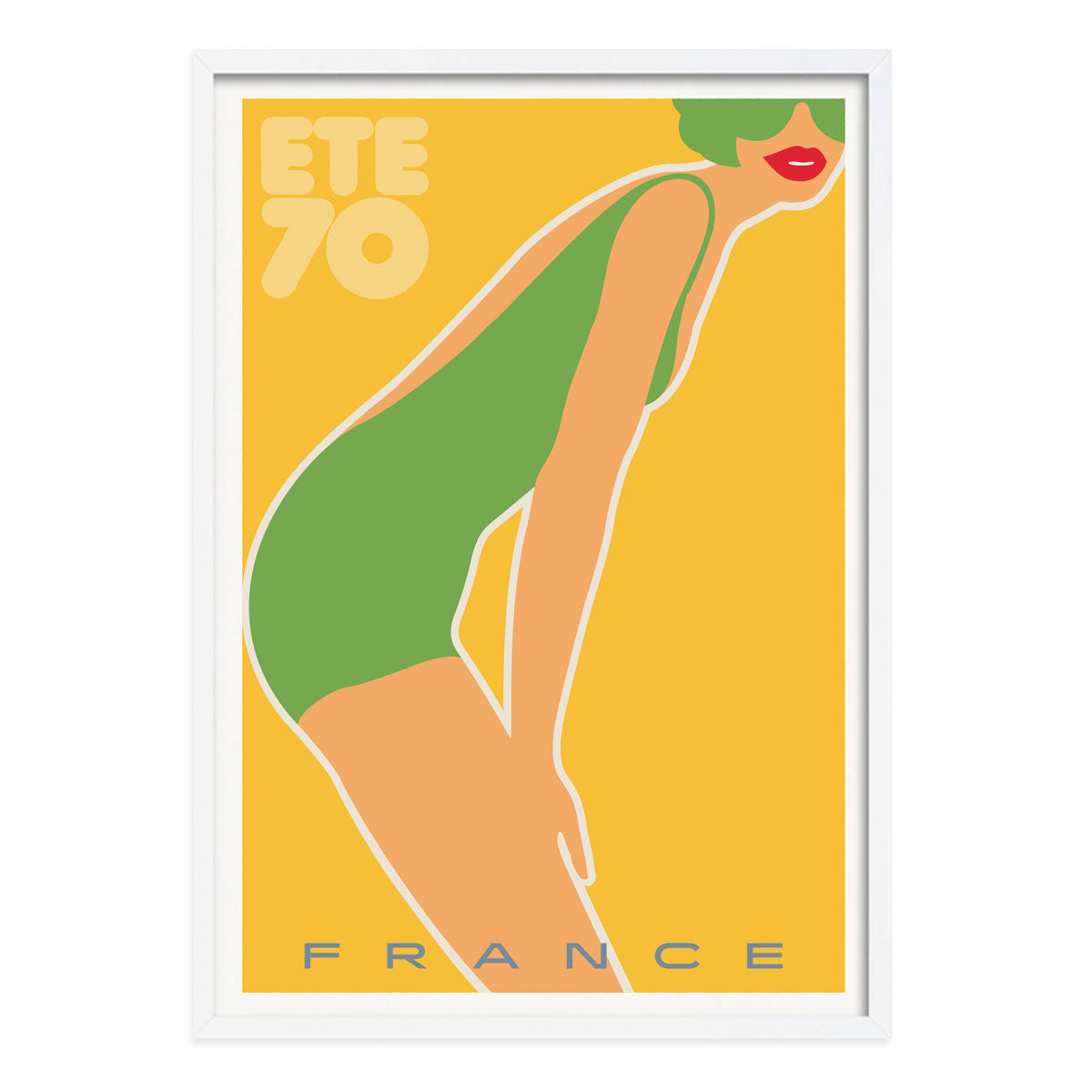 French vintage retro advertising print poster in white frame from  Places We Luv