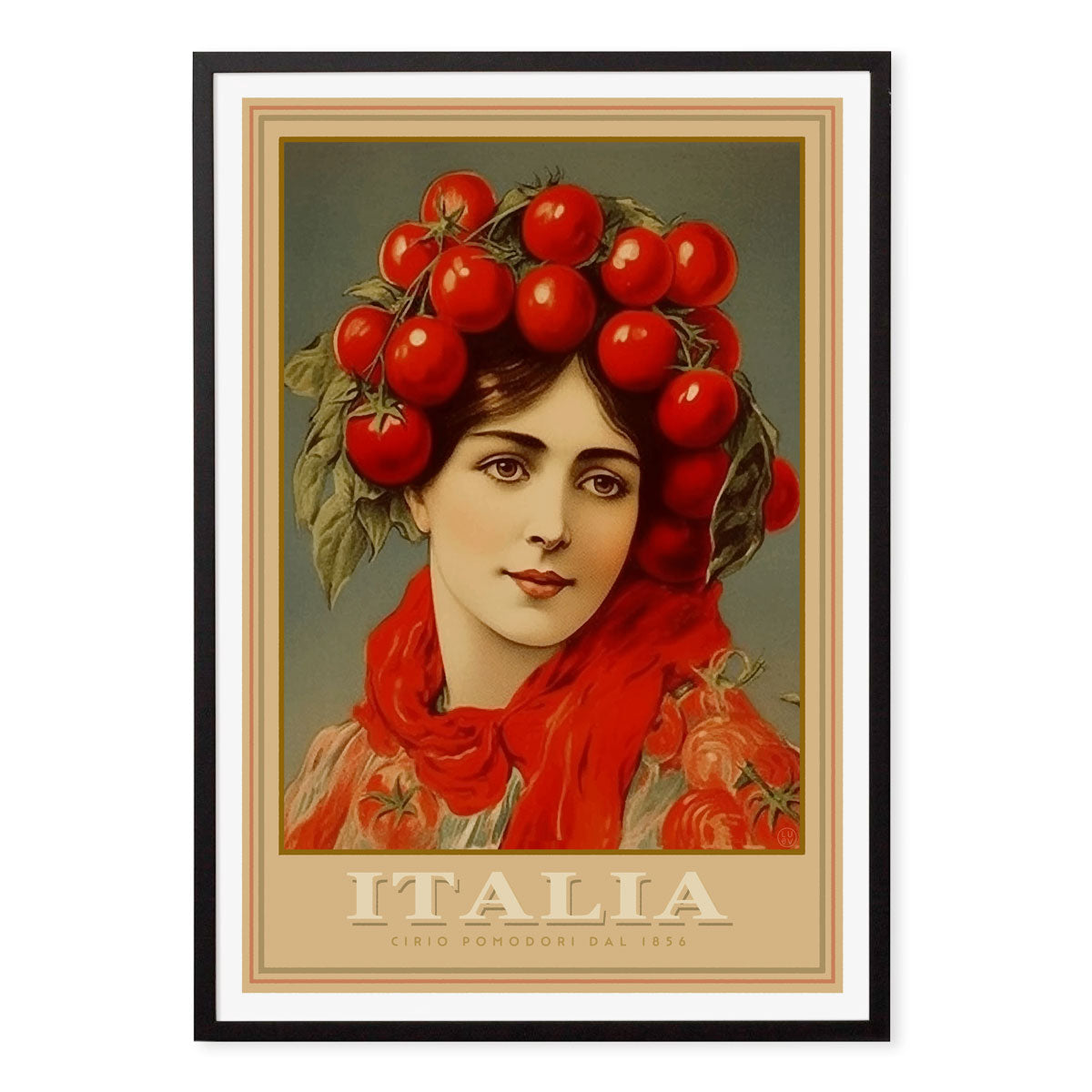 Tom girl Italy retro vintage poster print in black frame from Places We Luv