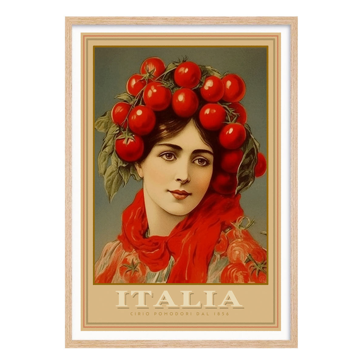 Tom girl Italy retro vintage poster print in oak frame from Places We Luv