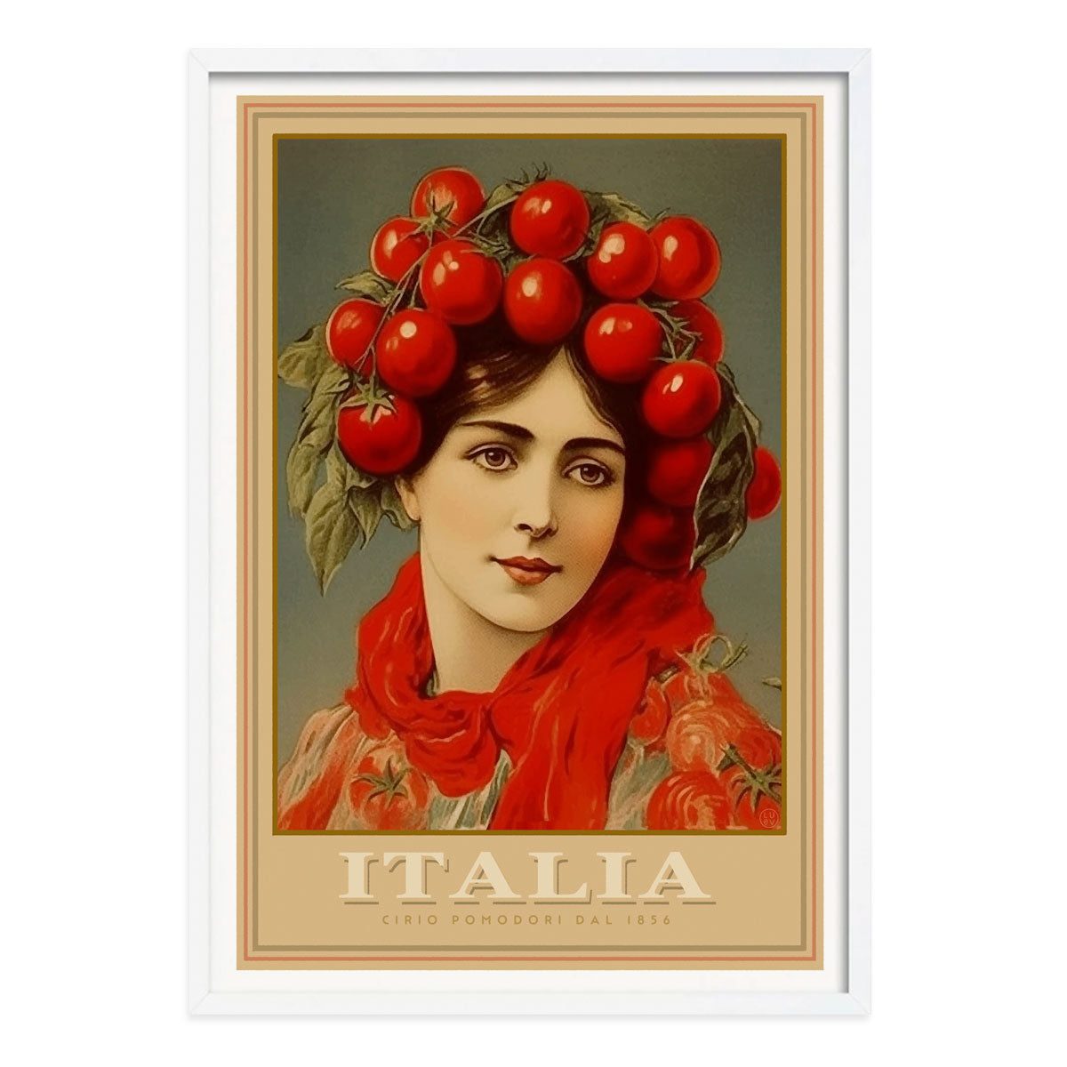 Tom girl Italy retro vintage poster print in white frame from Places We Luv