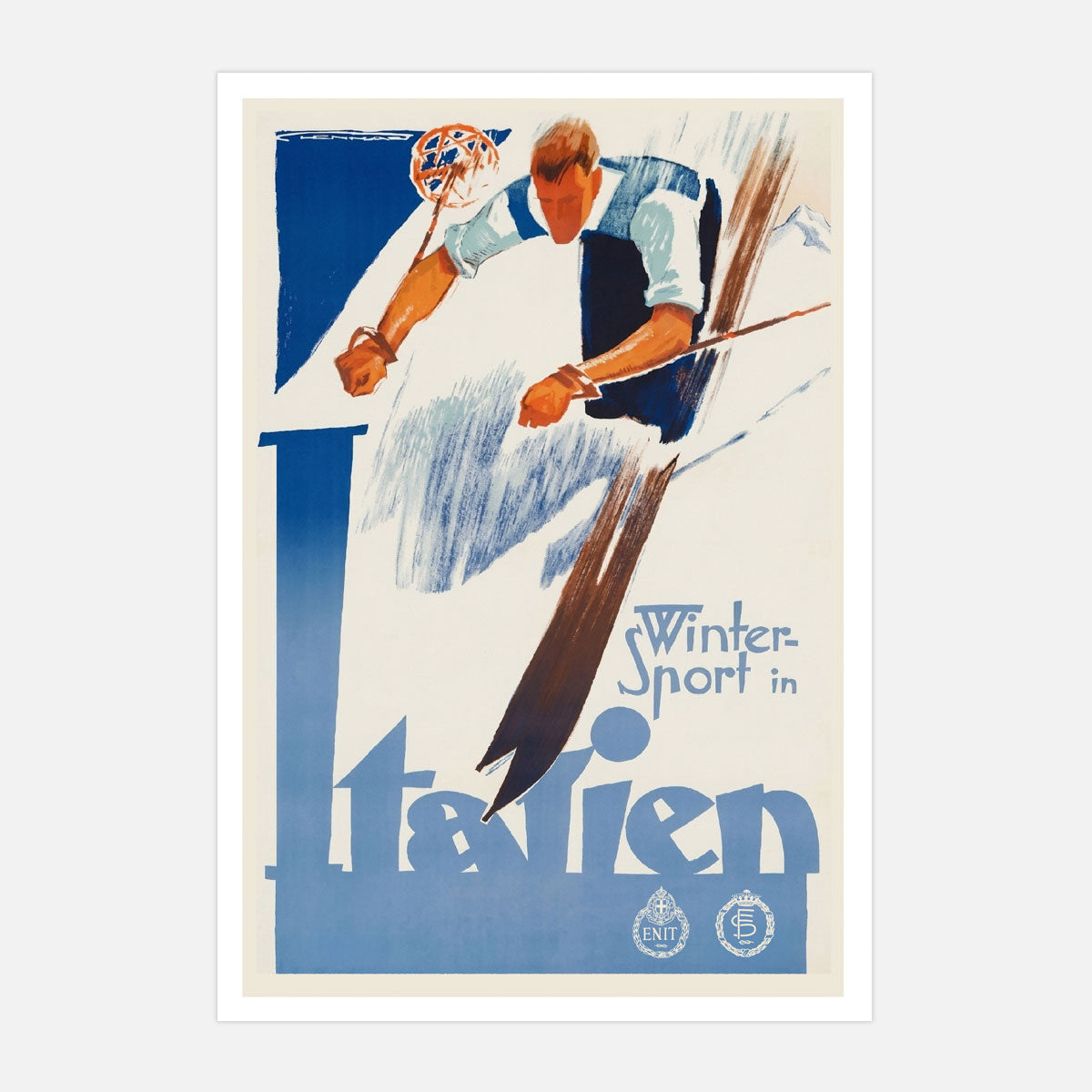 Italian retro vintage Winter ski poster print from Places We Luv