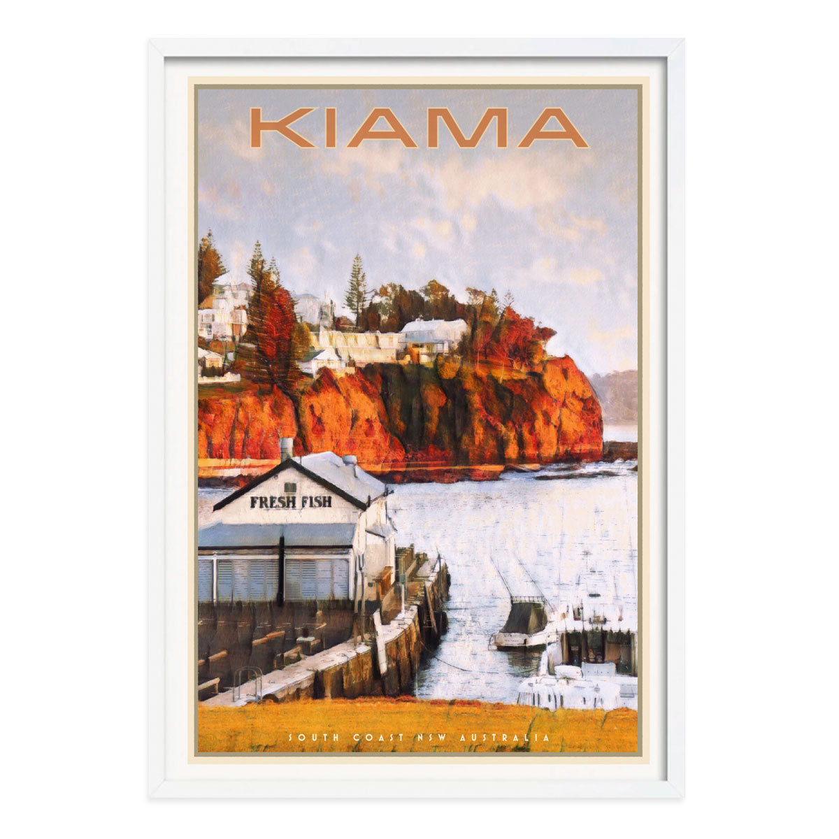 Kiama Harbour South Coast NSW retro vintage poster in oak frame from Places We Luv