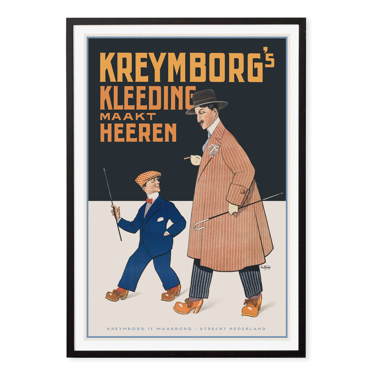 Kreymborg Utrecht Netherlands retro vintage poster in black frame from Places We Luv