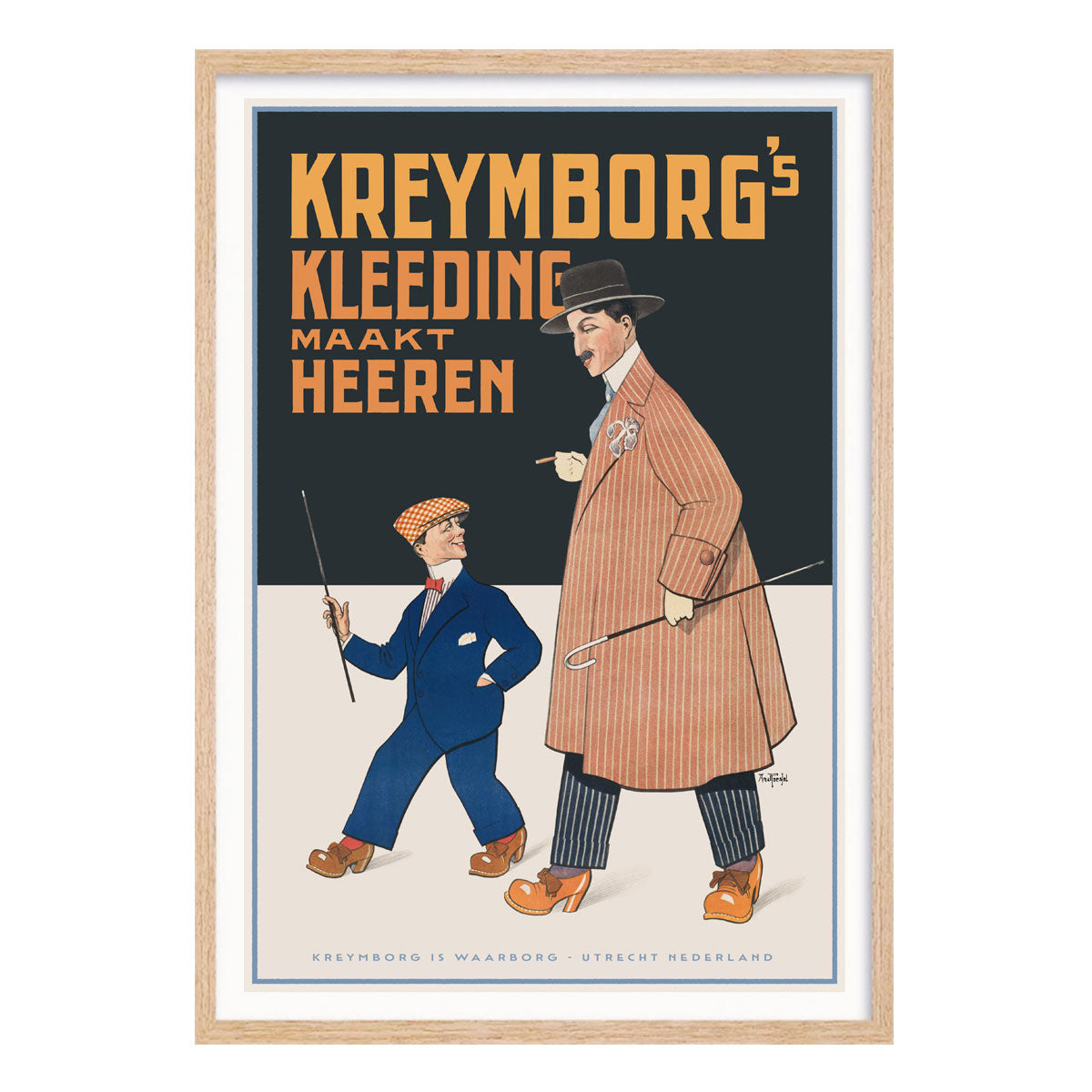 Kreymborg Utrecht Netherlands retro vintage poster in oak frame from Places We Luv