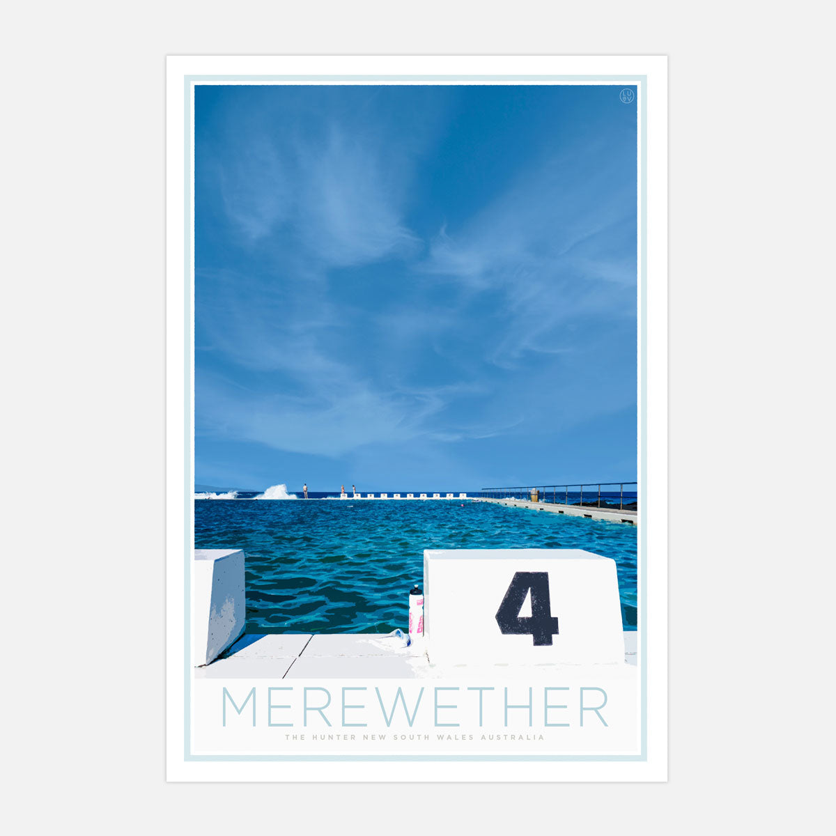 Merewether Pool retro vintage poster by places we luv