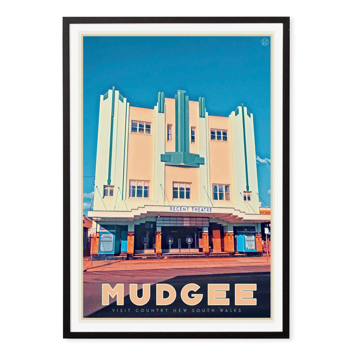 Mudgee vintage travel framed poster in black frame by Places We Luv prints