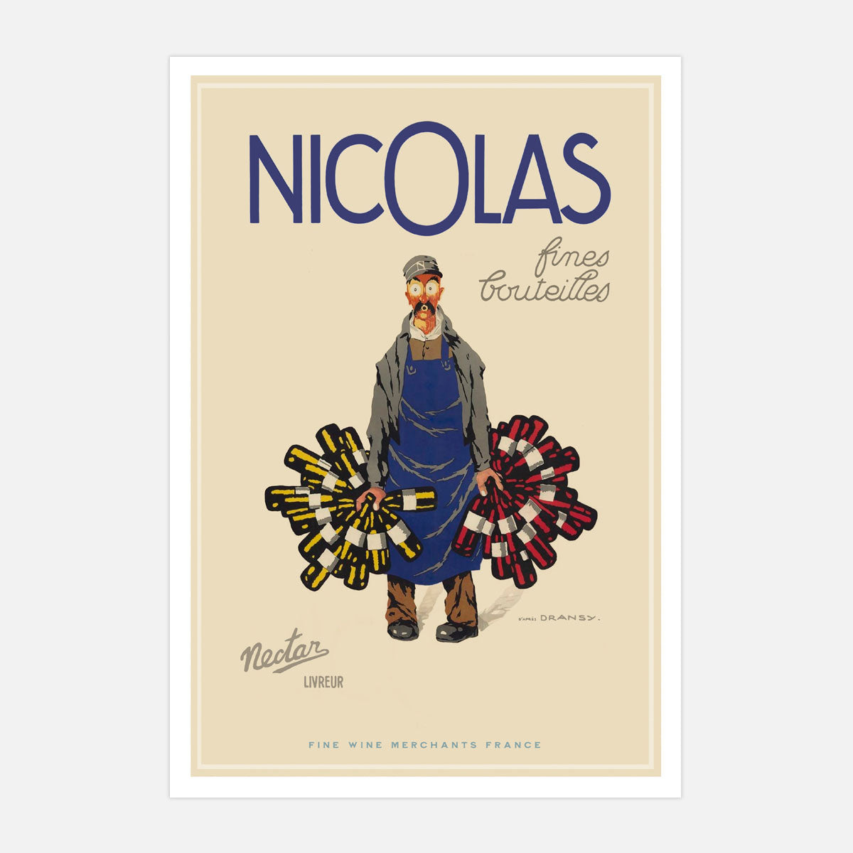 Nicolas Wine Merchants France retro vintage poster from Places We Luv