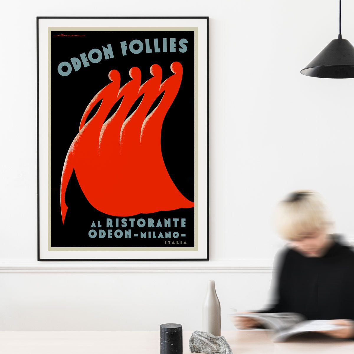 Odeon Follies Milano retro vintage advertising poster in reading room from Places We Luv
