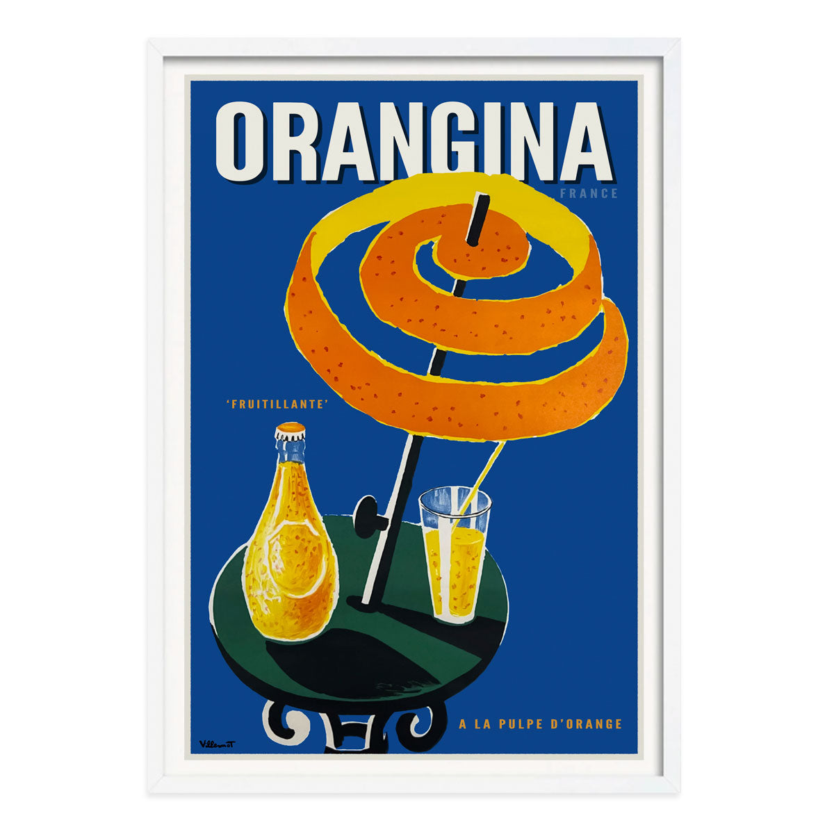 Orangina France retro vintage poster in white frame from Places We Luv