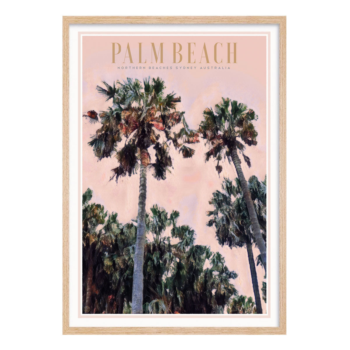 Palm Beach Sydney retro vintage travel poster in oak frame from Places We Luv 