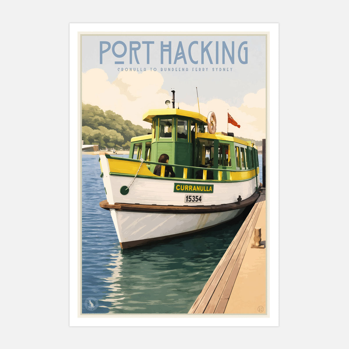 Port hacking Ferry Cronulla retro vintage print from Places We Luv