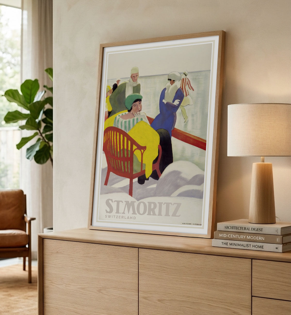 St Moritz Switzerland retro vintage poster in living room from Places We Luv