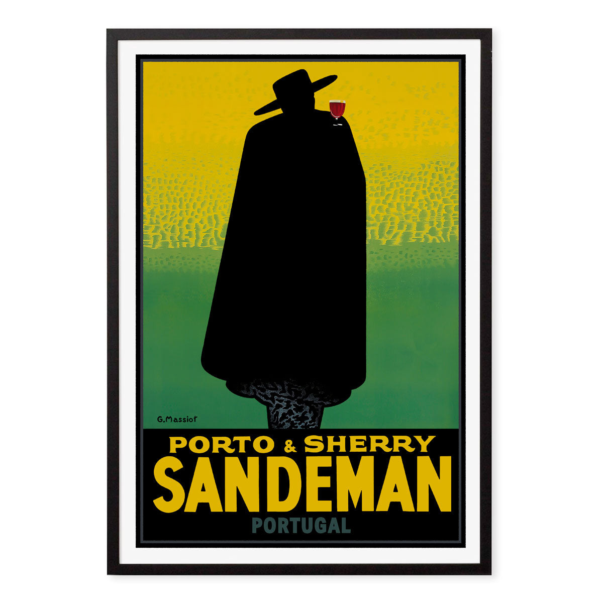 Sandeman Portuguese vintage retro poster in black frame from Places We Luv