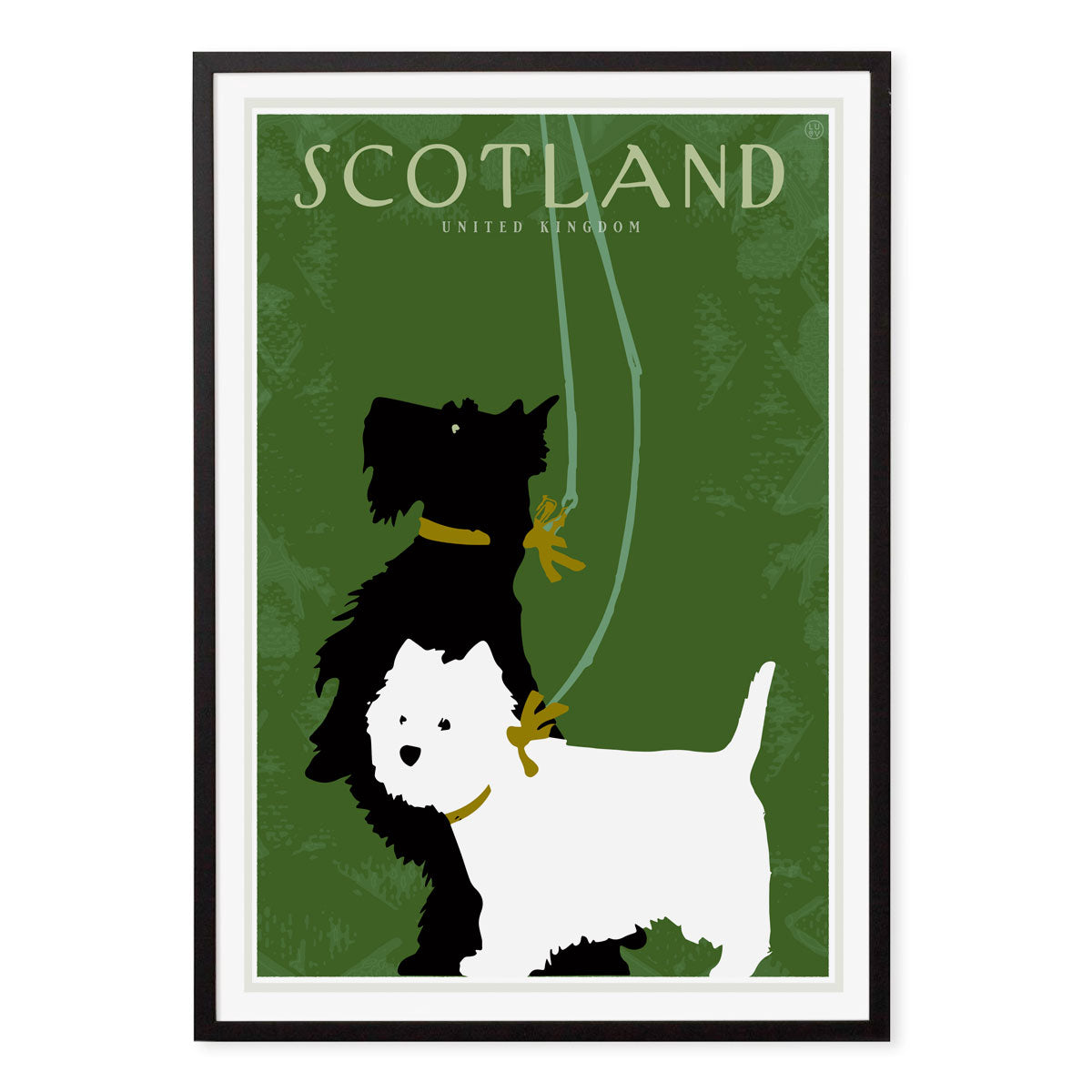 Scotland retro vintage travel poster print in black frame from Places We Luv
