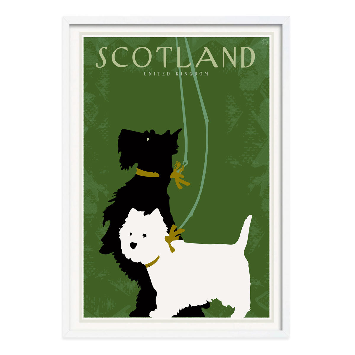 Scotland retro vintage travel poster print in white frame from Places We Luv